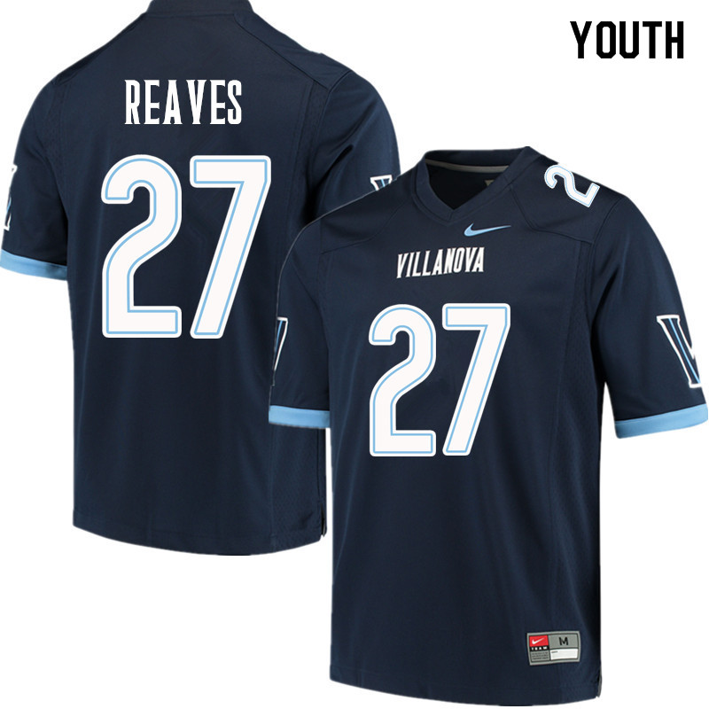 Youth #27 Malik Reaves Villanova Wildcats College Football Jerseys Sale-Navy